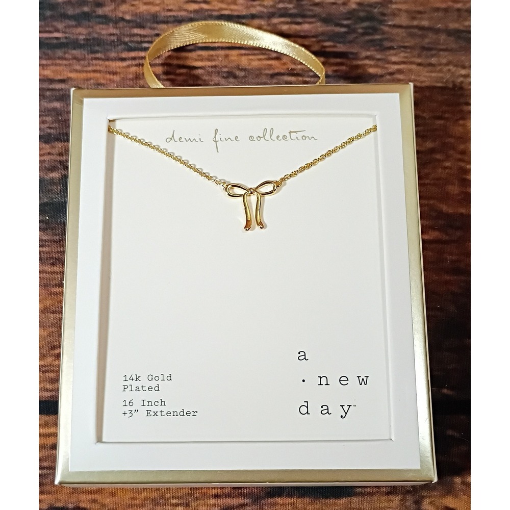 A New Day Demi Fine 14k Gold Plated Bow Pendant Necklace 16-19 Inch F389296Q3/25